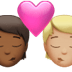 🧑🏾‍❤️‍💋‍🧑🏼 kiss: person, person, medium-dark skin tone, medium-light skin tone display on Apple